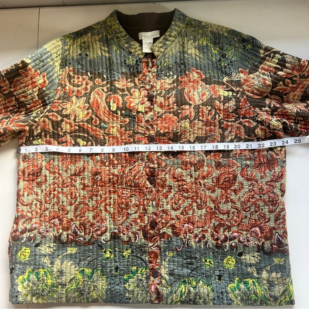 Phases Floral Quilted Lady Jacket 100% Cotton CottageCore Size XL - Picture 2 of 12